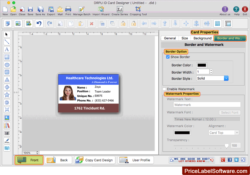 Screenshots of ID Card Designer for Mac design multiple ID Cards