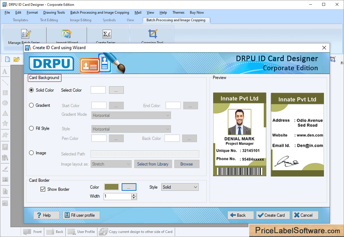 ID Cards Maker (Corporate Edition) designs multiple ID Cards