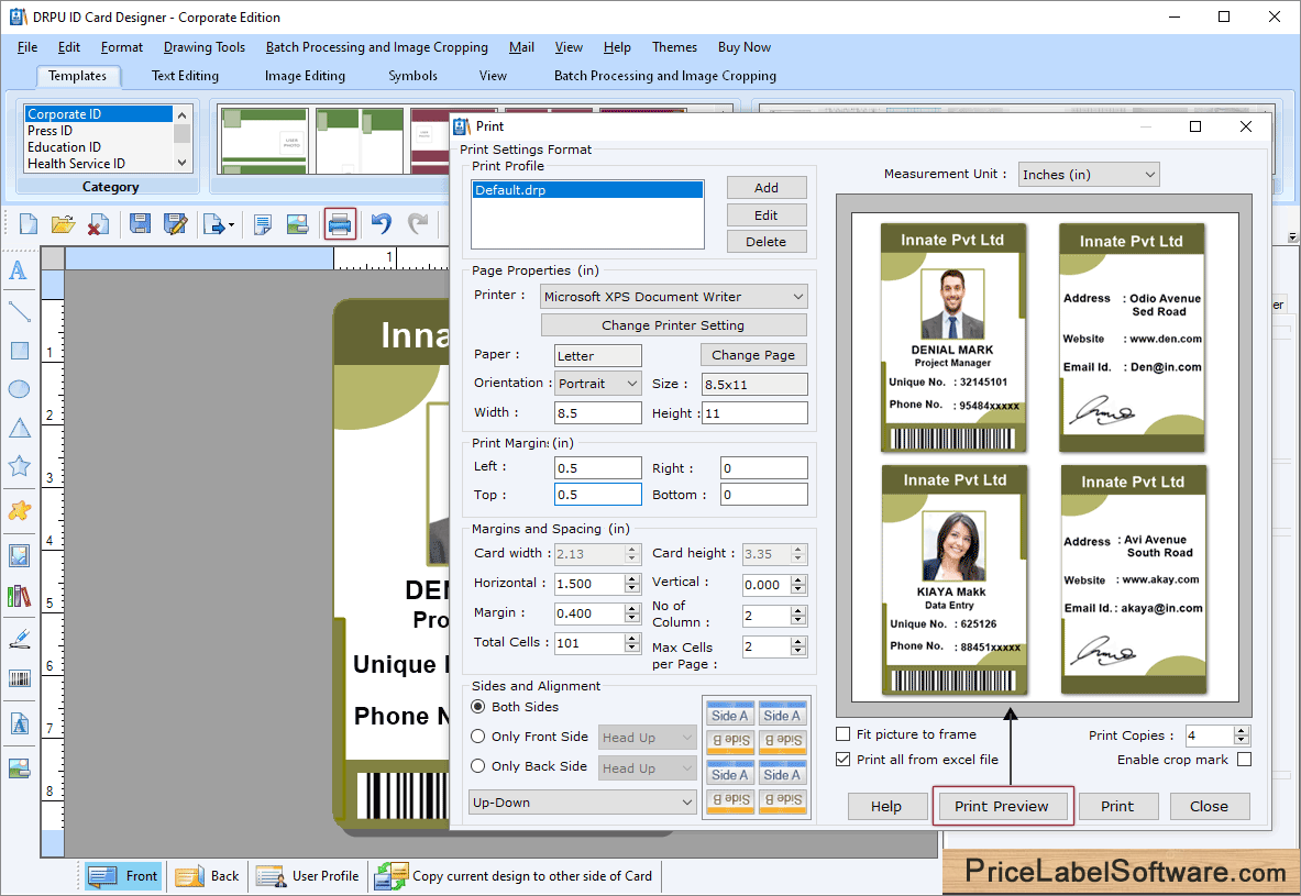Screenshots of ID Cards Maker (Corporate Edition) to know how to design