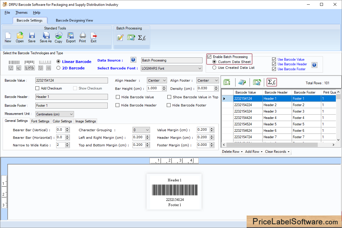 Barcode label software for packaging and supply labels price tags maker