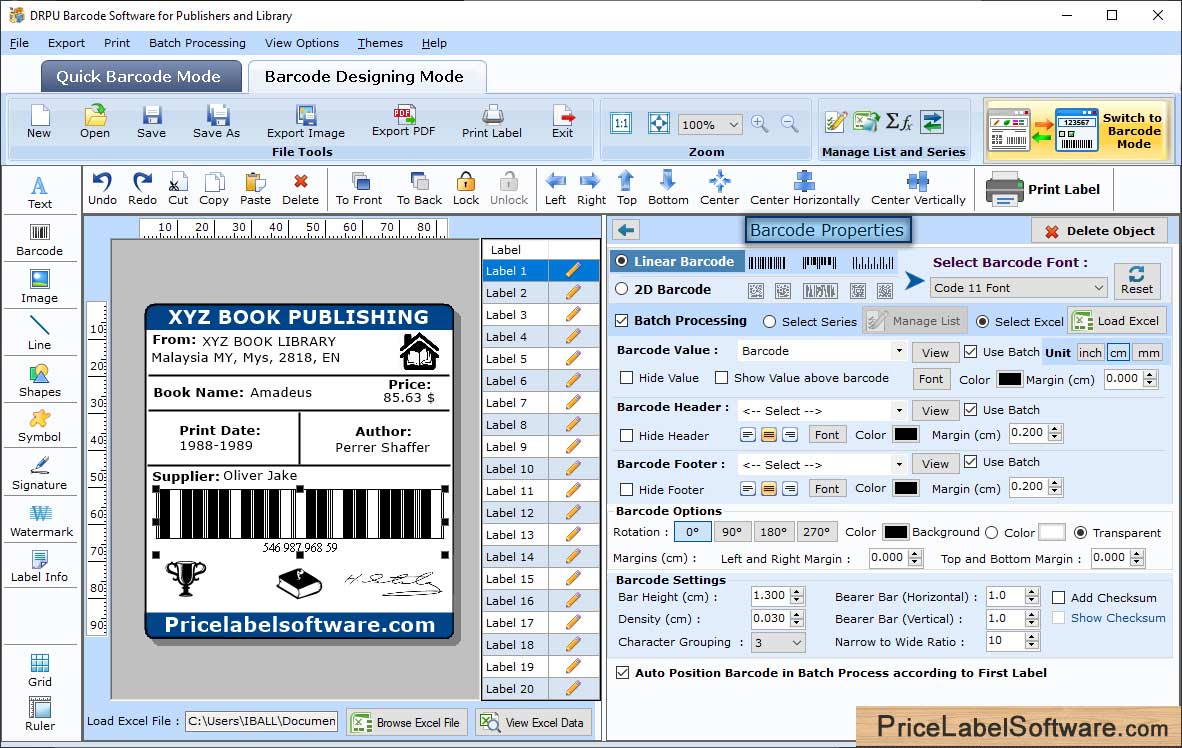 Barcode Label Software for Publishers and Library