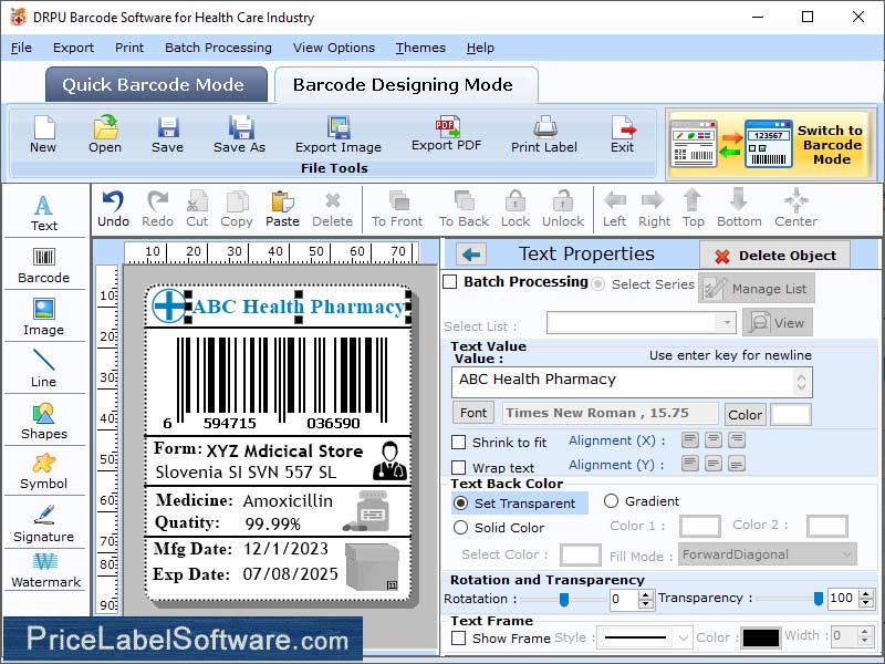 Windows 10 Healthcare Barcode Labeling Tool full