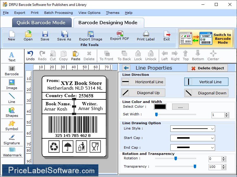 Screenshot of Book Barcode Maker