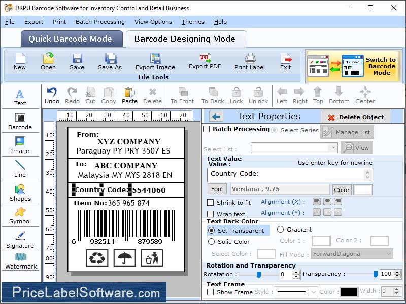 Manufacturing Barcode Label 7.4.1.3 full