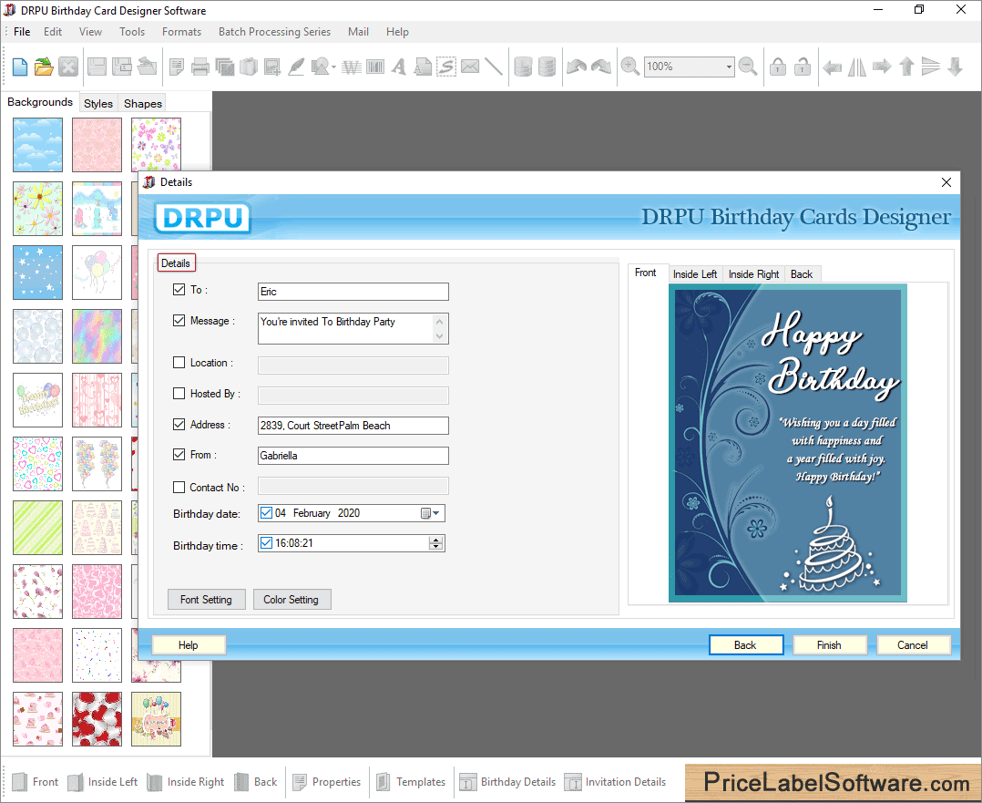 Birthday Card Details