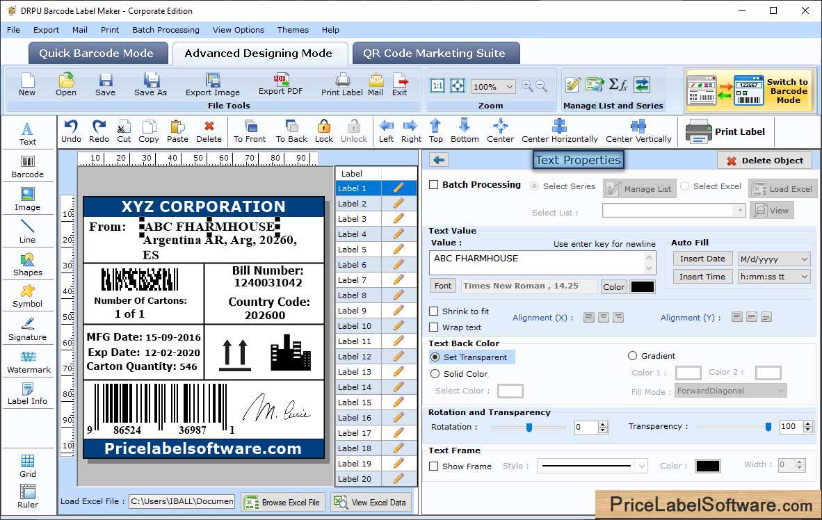 Barcode Label Software - Corporate Edition