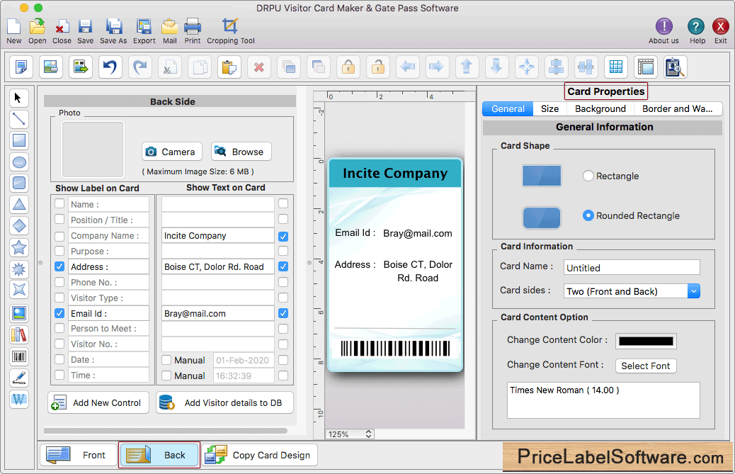 Back side of ID Card