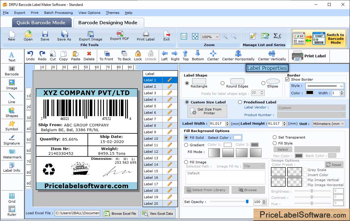 Label Properties