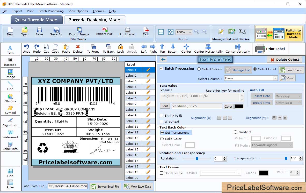 Barcode Label Software - Standard Edition